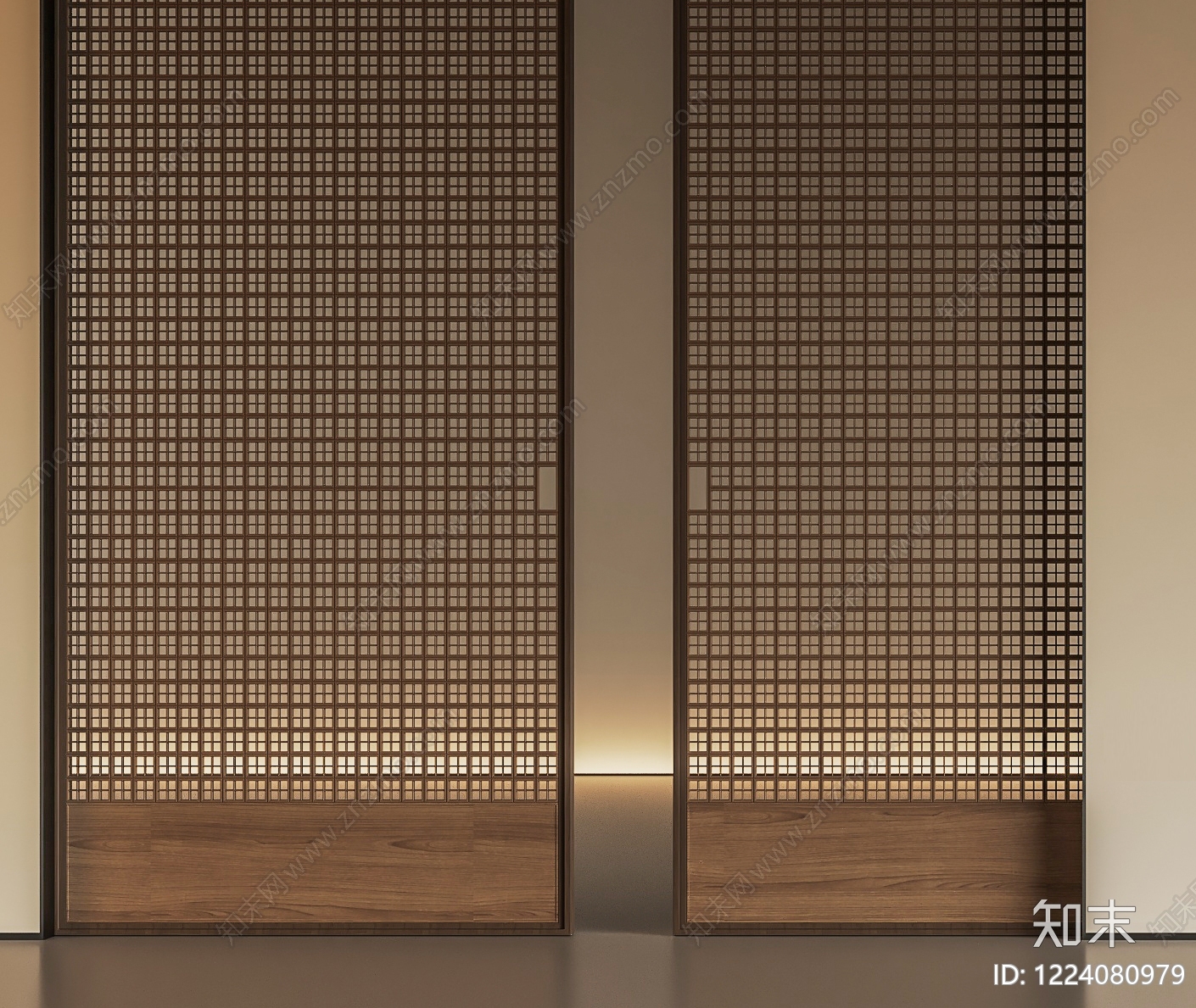 新中式推拉门3D模型下载【ID:1224080979】