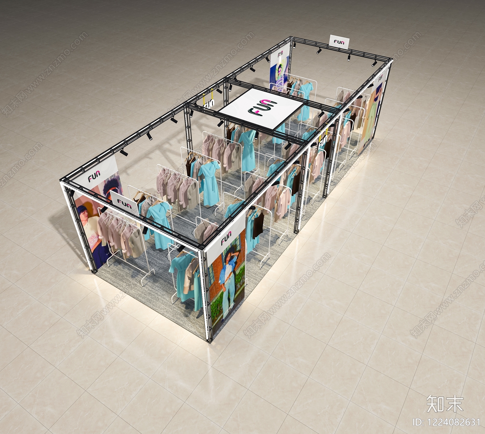 现代简约服装展厅3D模型渲染效果图