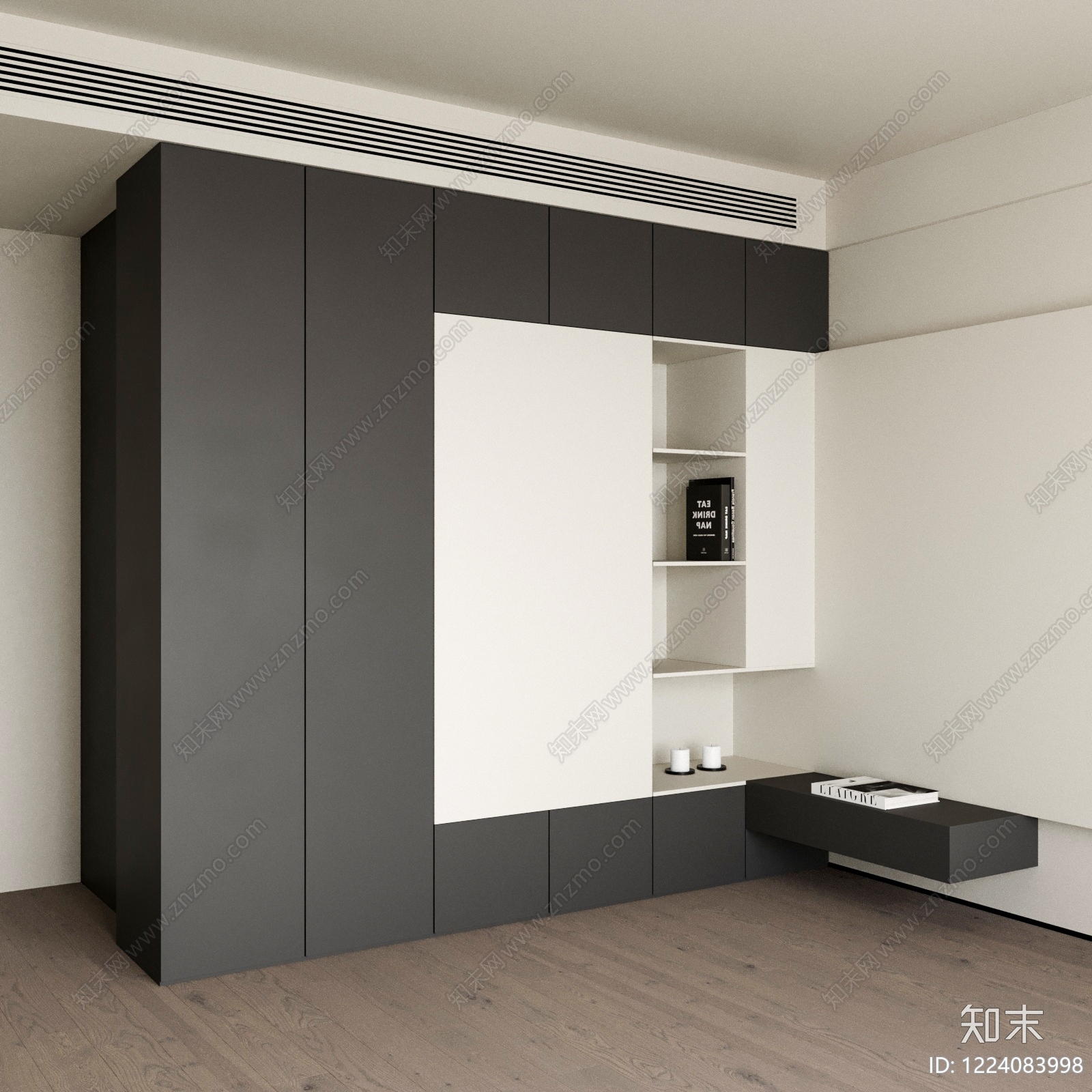 极简衣柜3D模型下载【ID:1224083998】