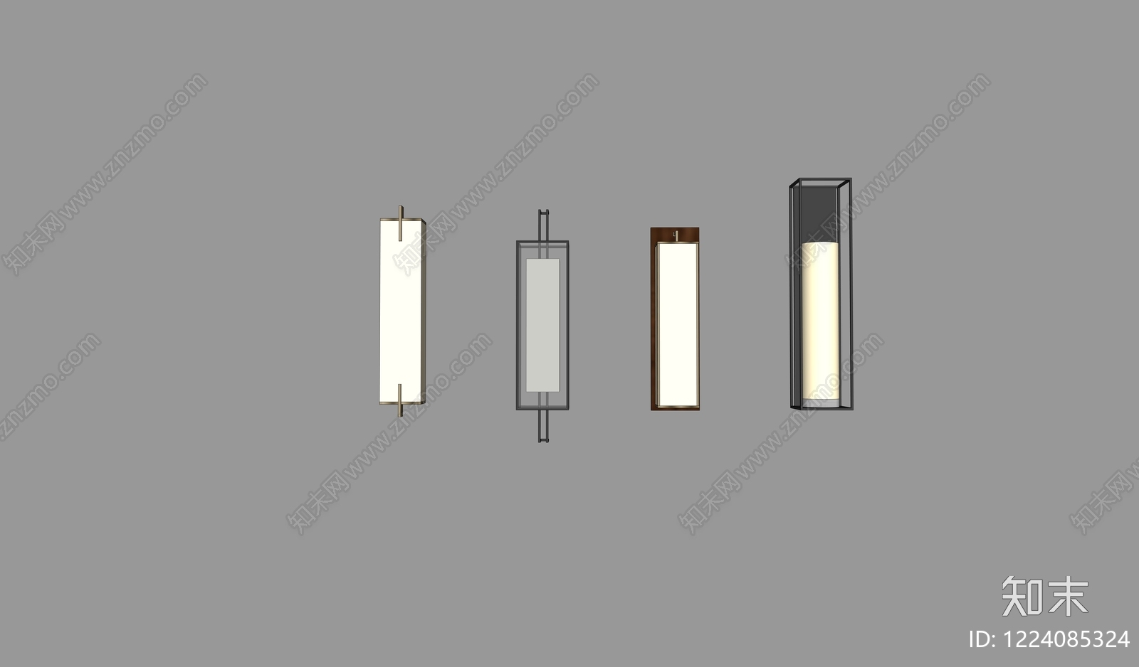 新中式灯具组合SU模型下载【ID:1224085324】