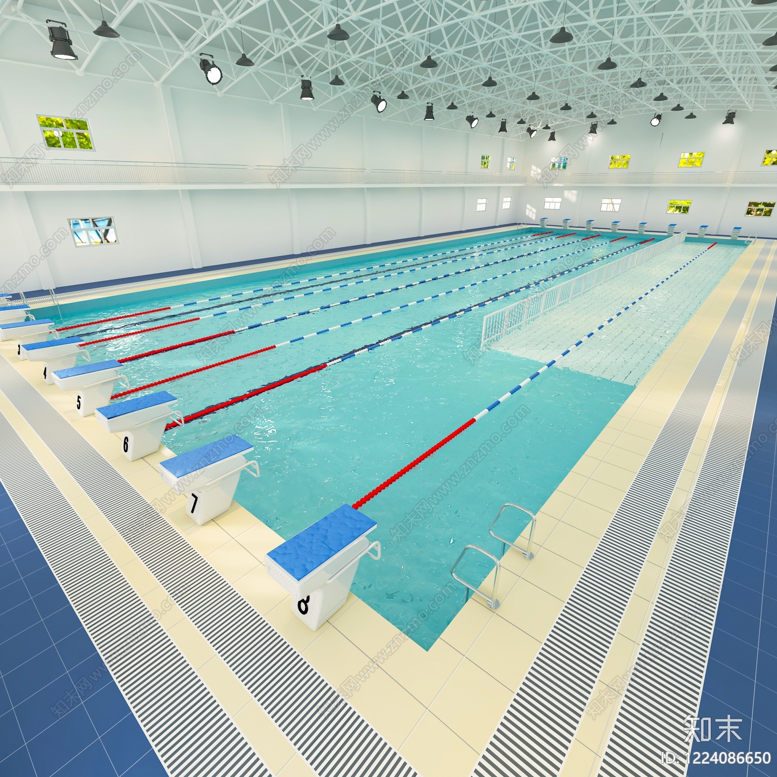 极简游泳馆3D模型下载【ID:1224086650】