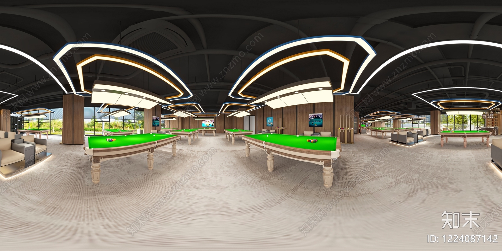 轻奢台球室3D模型下载【ID:1224087142】