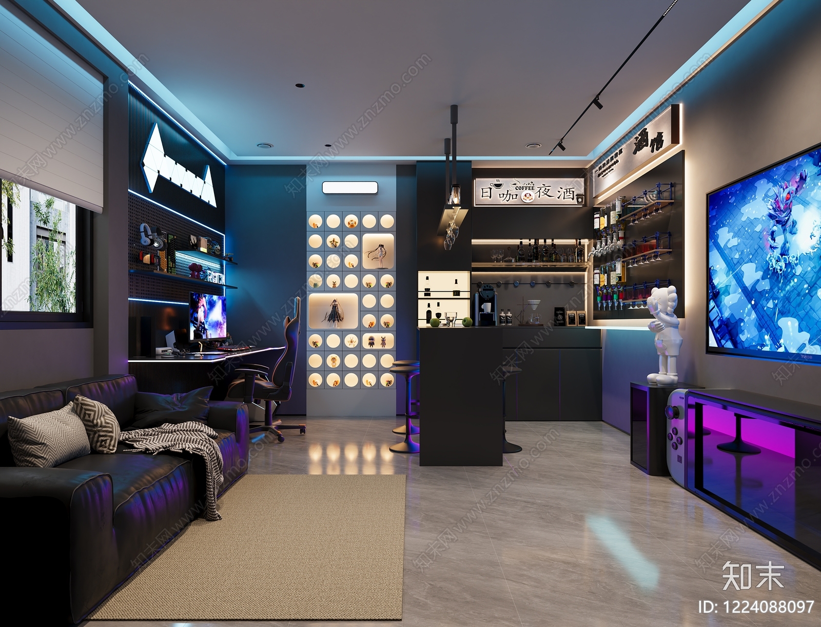 赛博朋克风酒馆3D模型下载【ID:1224088097】