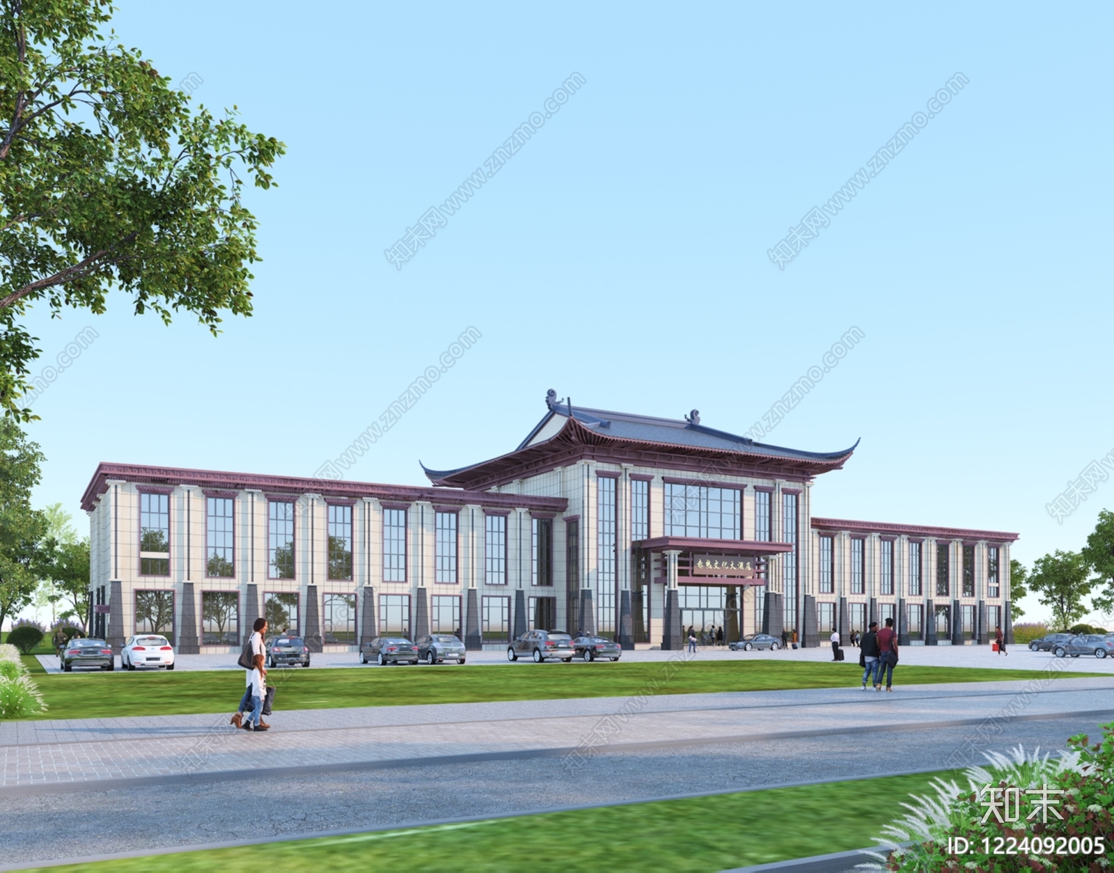 新中式酒店外观3D模型下载【ID:1224092005】