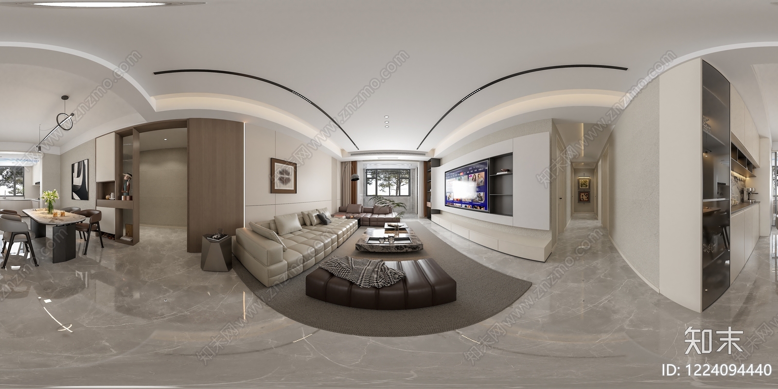 意式极简横厅3D模型下载【ID:1224094440】