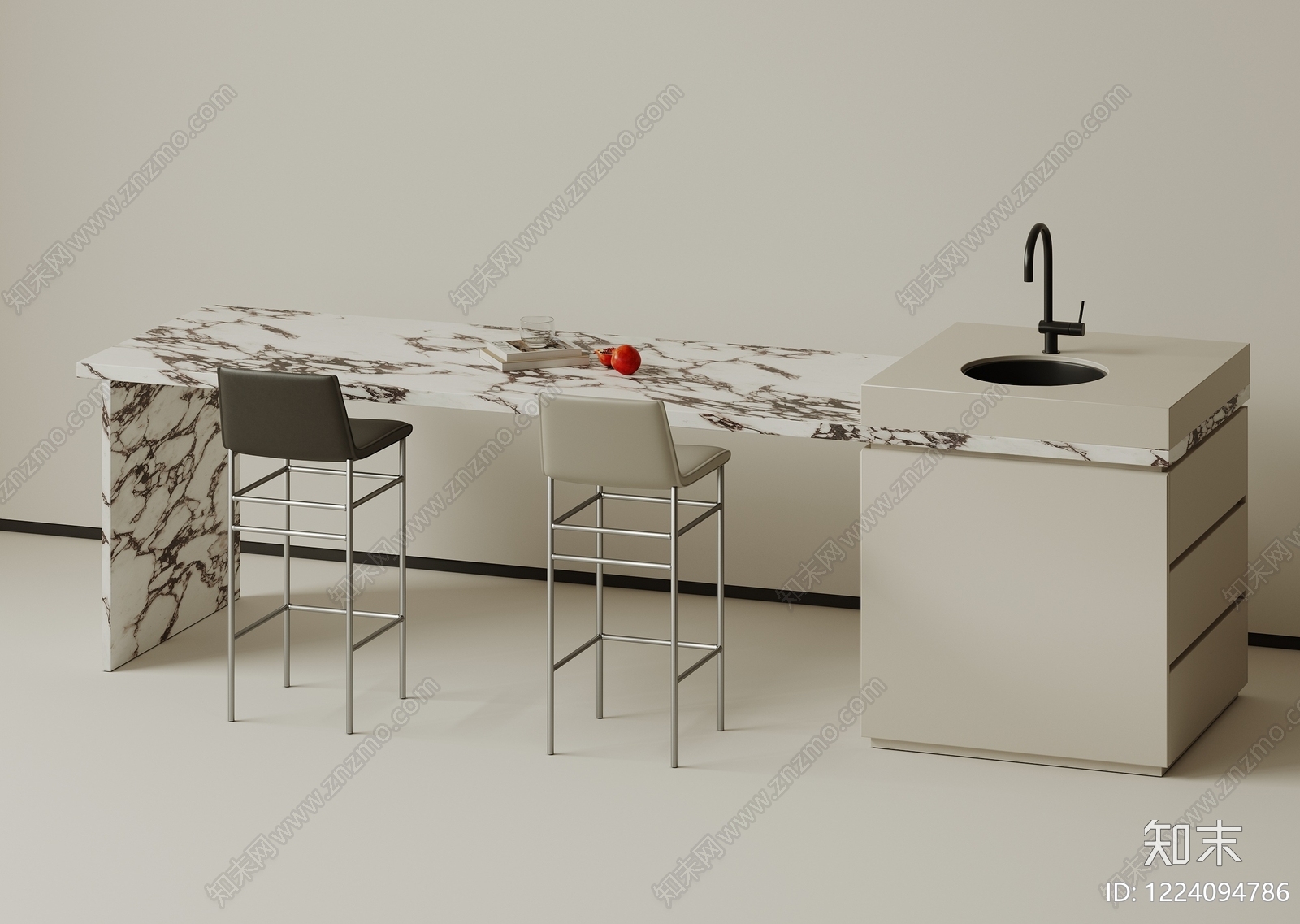 意式极简吧台3D模型下载【ID:1224094786】