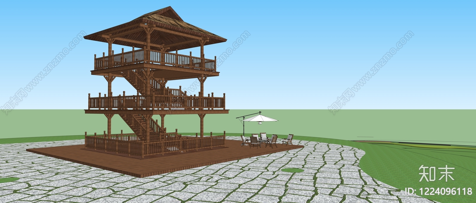 中式古建小公建SU模型下载【ID:1224096118】