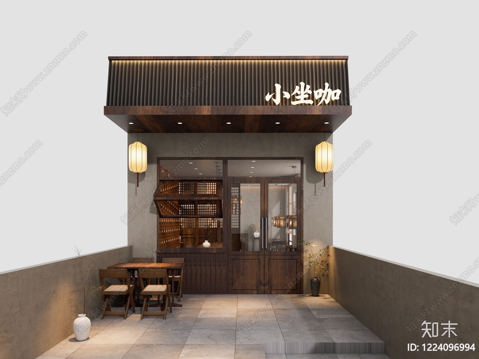 新中式咖啡厅SU模型下载【ID:1224096994】