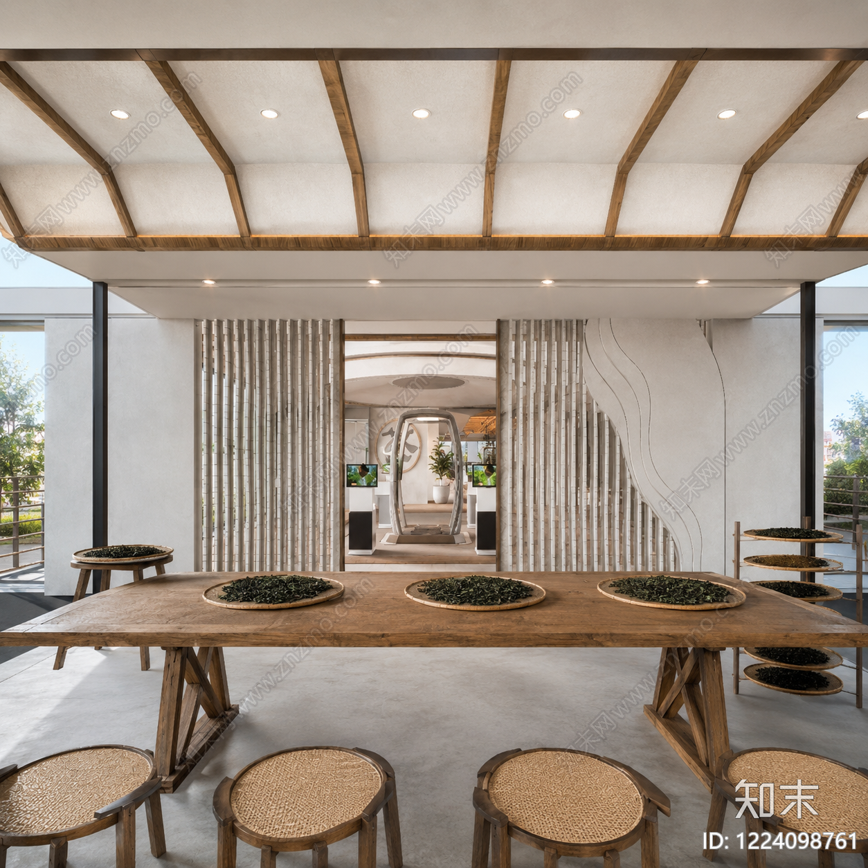 新中式茶展厅SU模型下载【ID:1224098761】