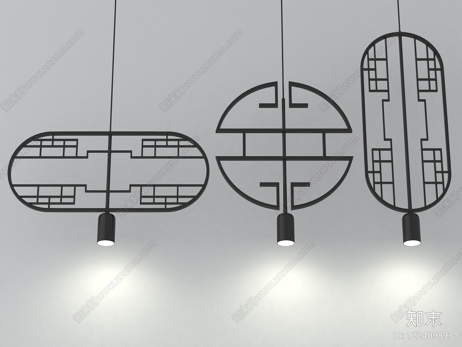 极简灯具组合3D模型下载【ID:1224098931】