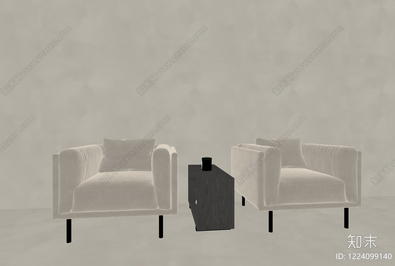 意式极简单人沙发3D模型下载【ID:1224099140】