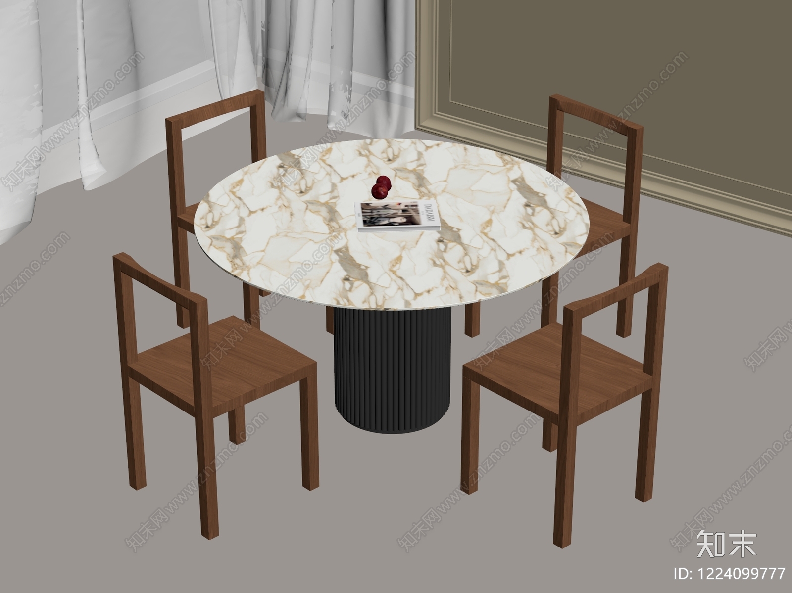 意式极简餐桌椅3D模型下载【ID:1224099777】