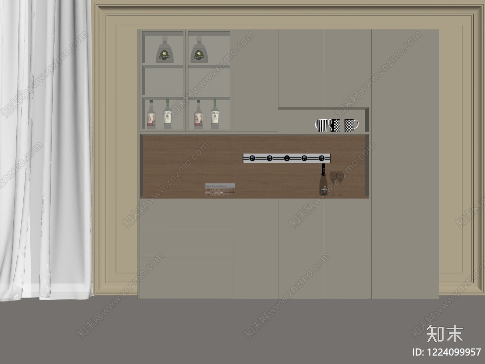 现代简约餐边柜3D模型下载【ID:1224099957】