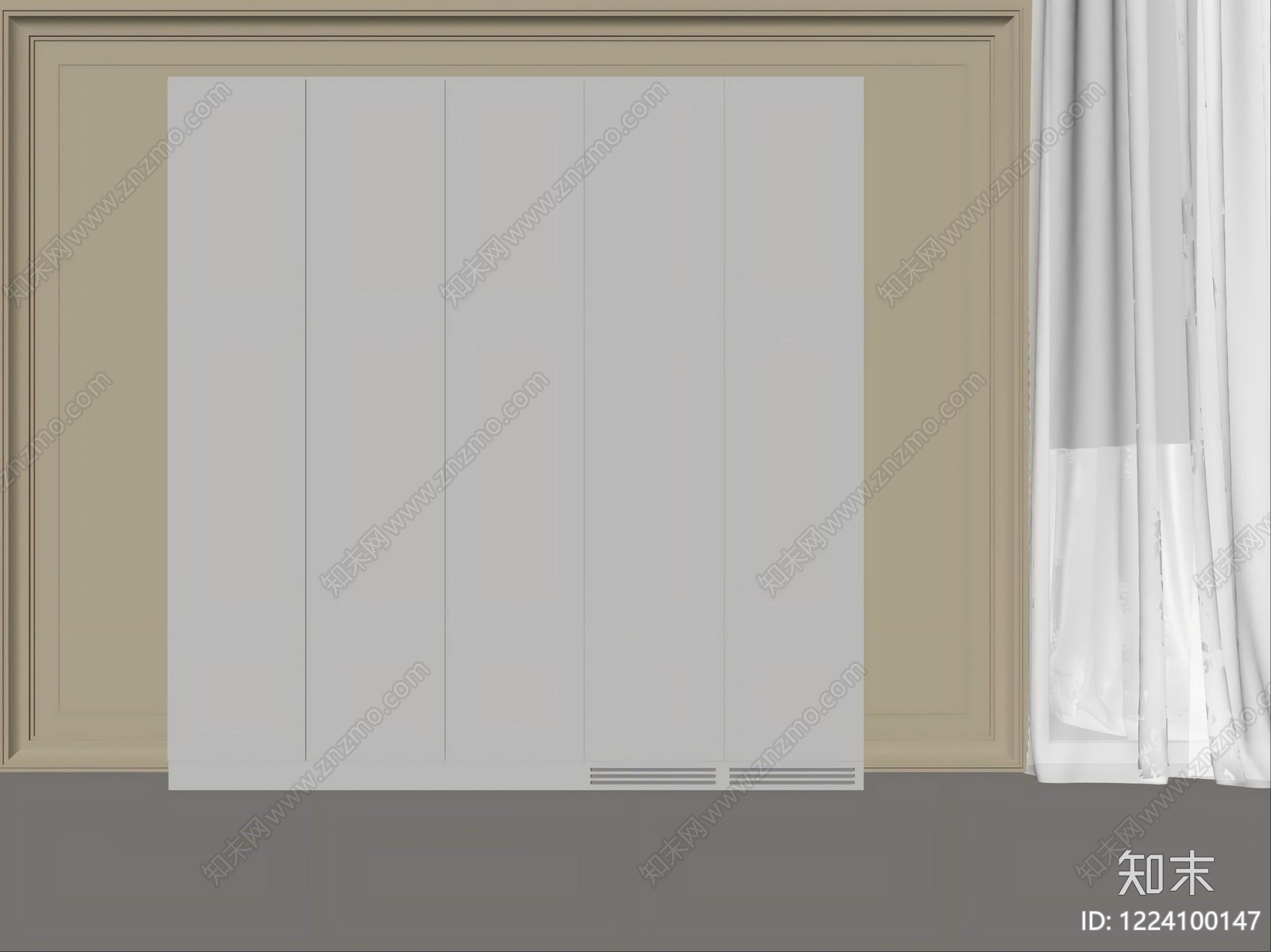 极简衣柜3D模型下载【ID:1224100147】