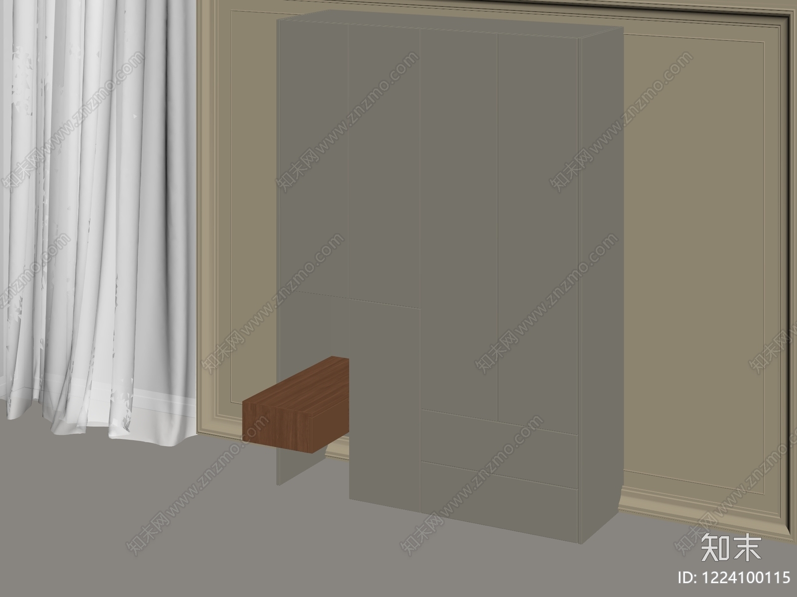 极简衣柜3D模型下载【ID:1224100115】