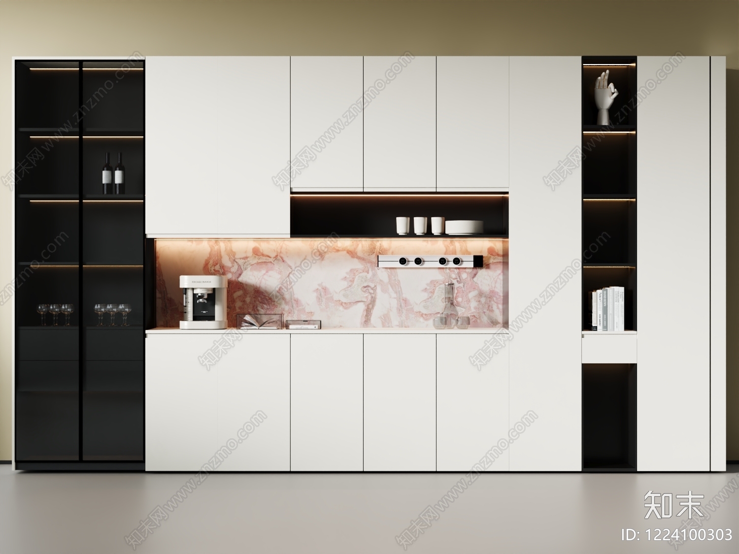 意式极简餐边柜3D模型下载【ID:1224100303】