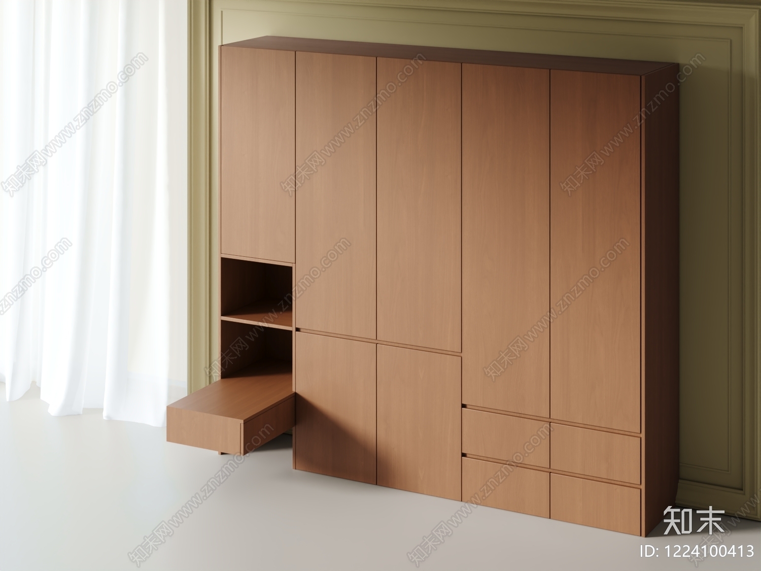 极简衣柜3D模型下载【ID:1224100413】