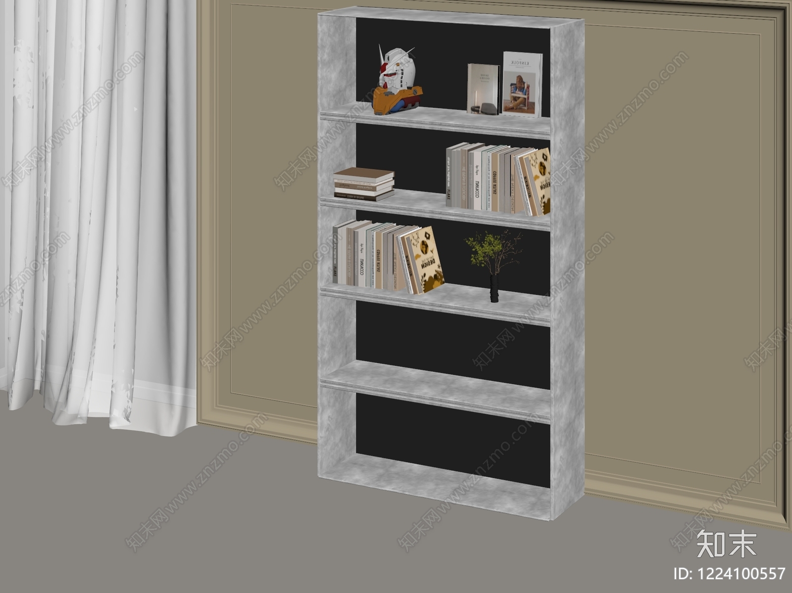 极简书柜3D模型下载【ID:1224100557】