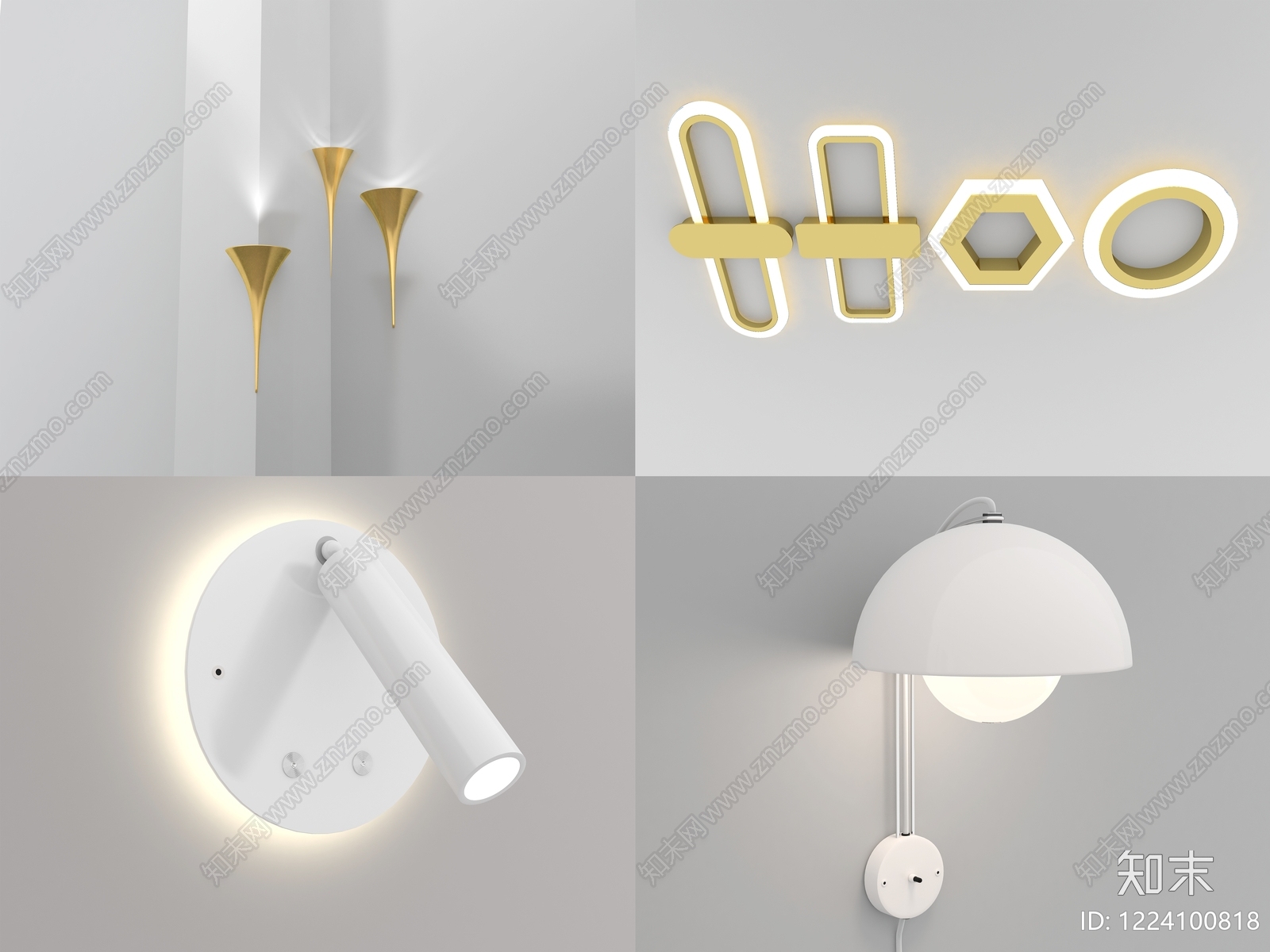轻奢灯具组合3D模型下载【ID:1224100818】