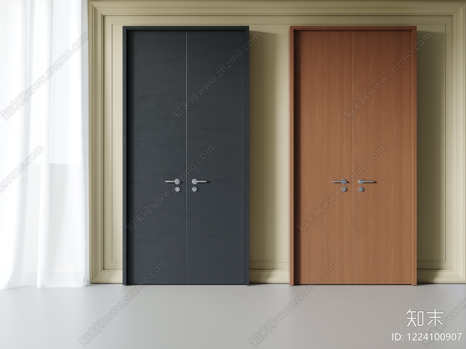 极简双开门3D模型下载【ID:1224100907】
