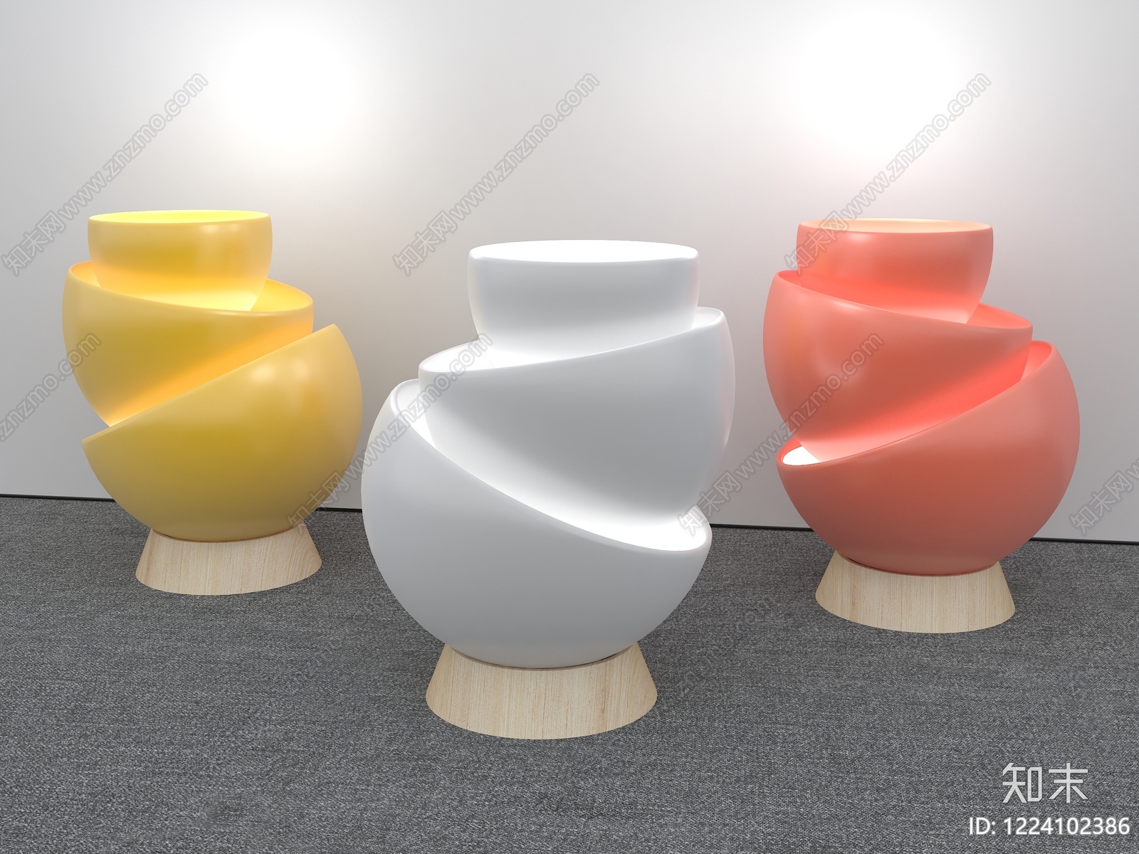极简灯具组合3D模型下载【ID:1224102386】