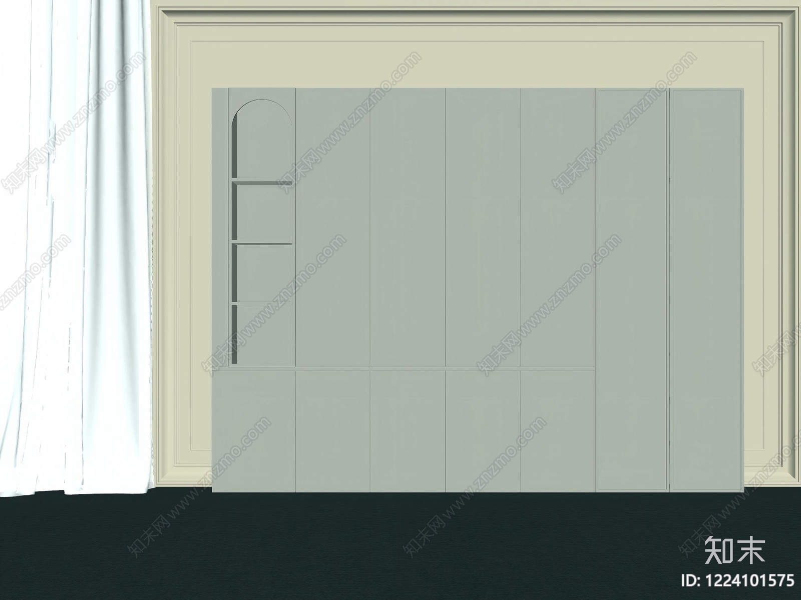 极简衣柜3D模型下载【ID:1224101575】