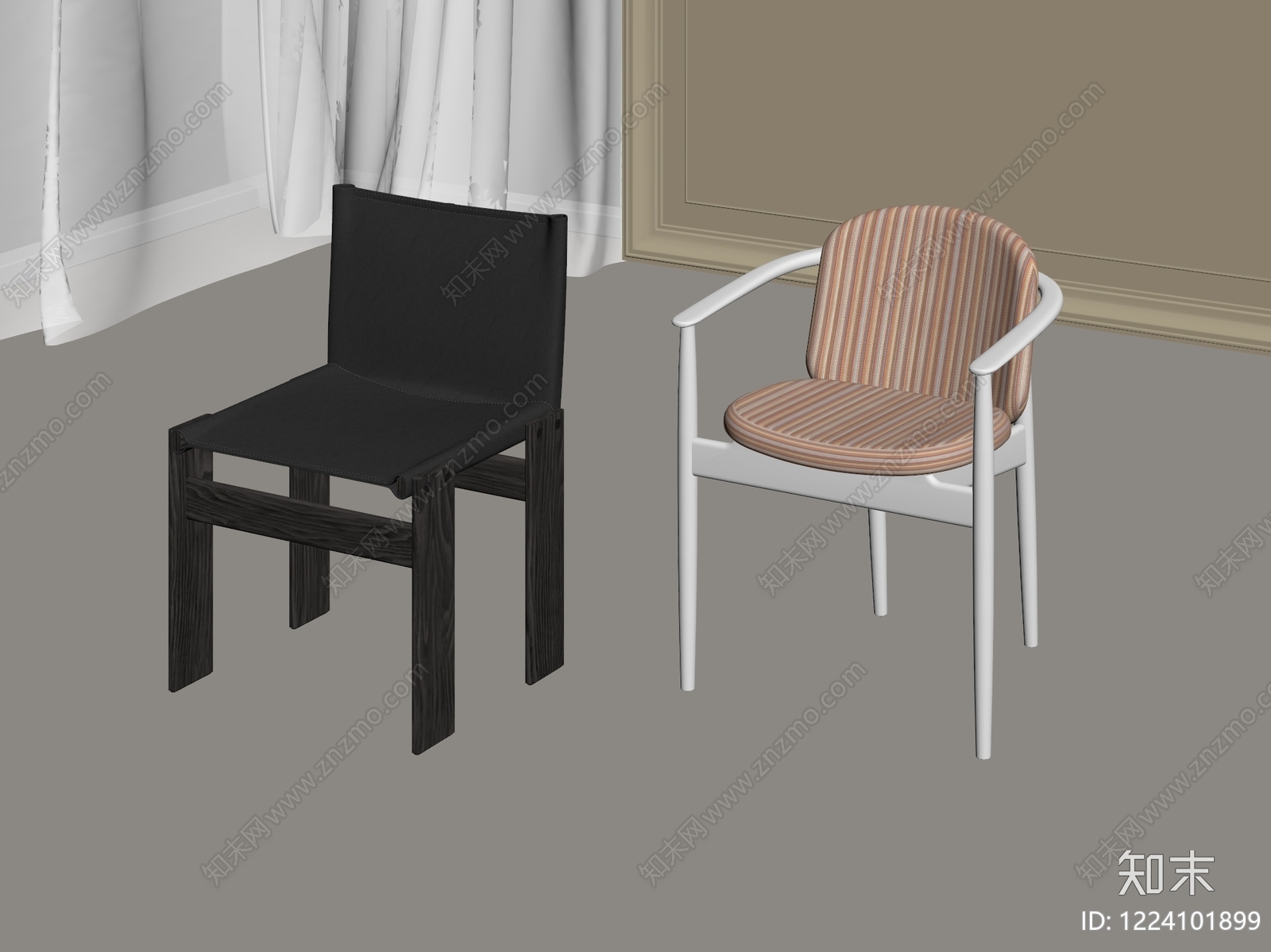 现代简约餐椅3D模型下载【ID:1224101899】