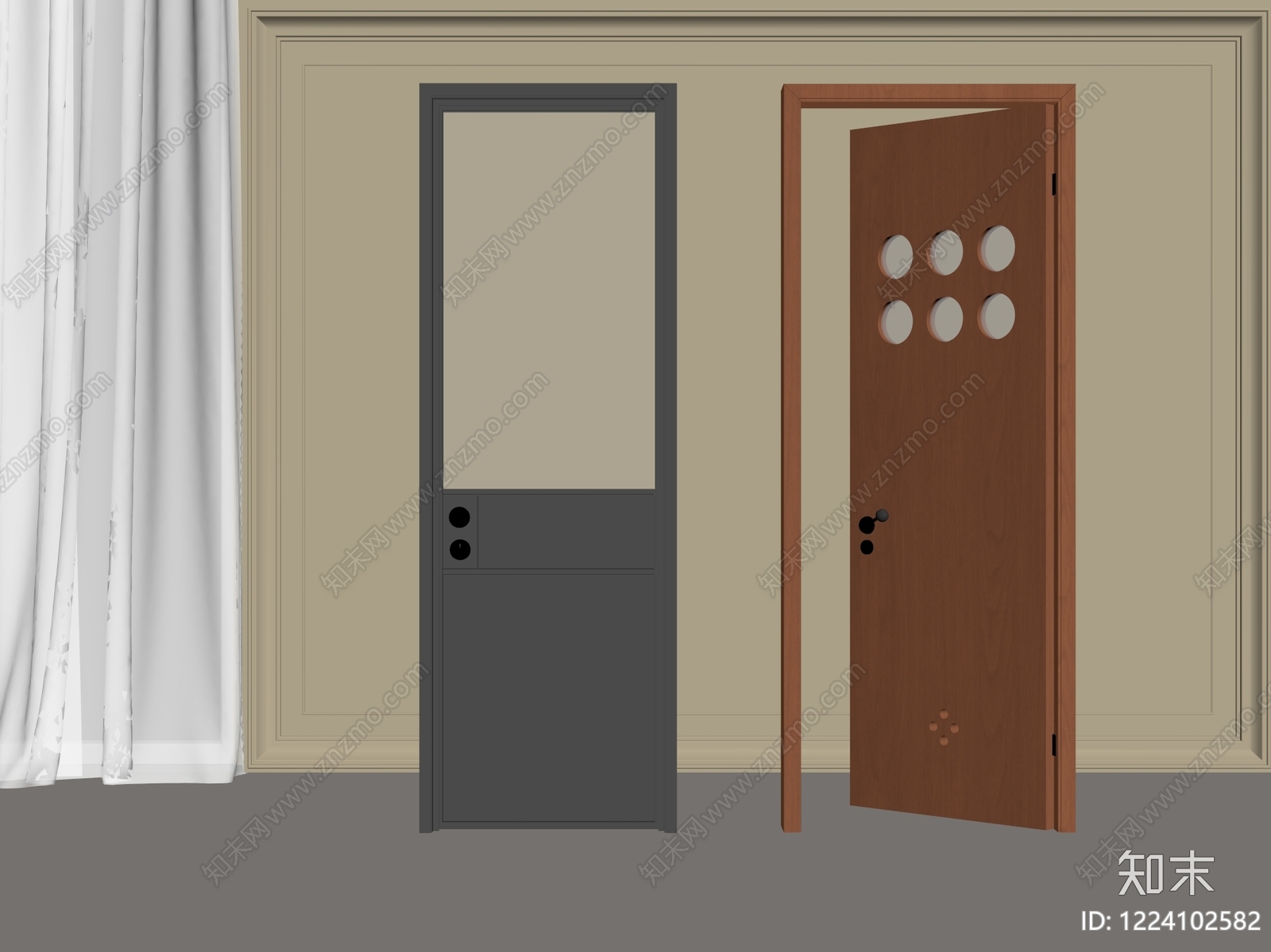 现代简约门组合3D模型下载【ID:1224102582】