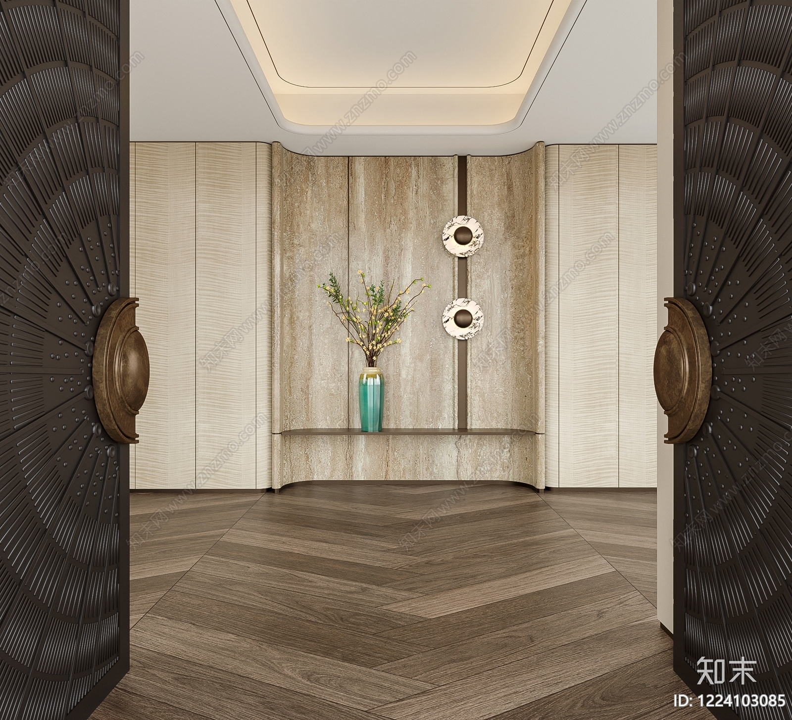 新中式玄关3D模型下载【ID:1224103085】