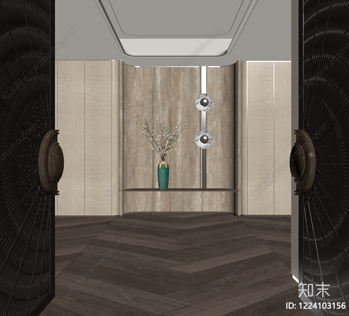 新中式玄关SU模型下载【ID:1224103156】