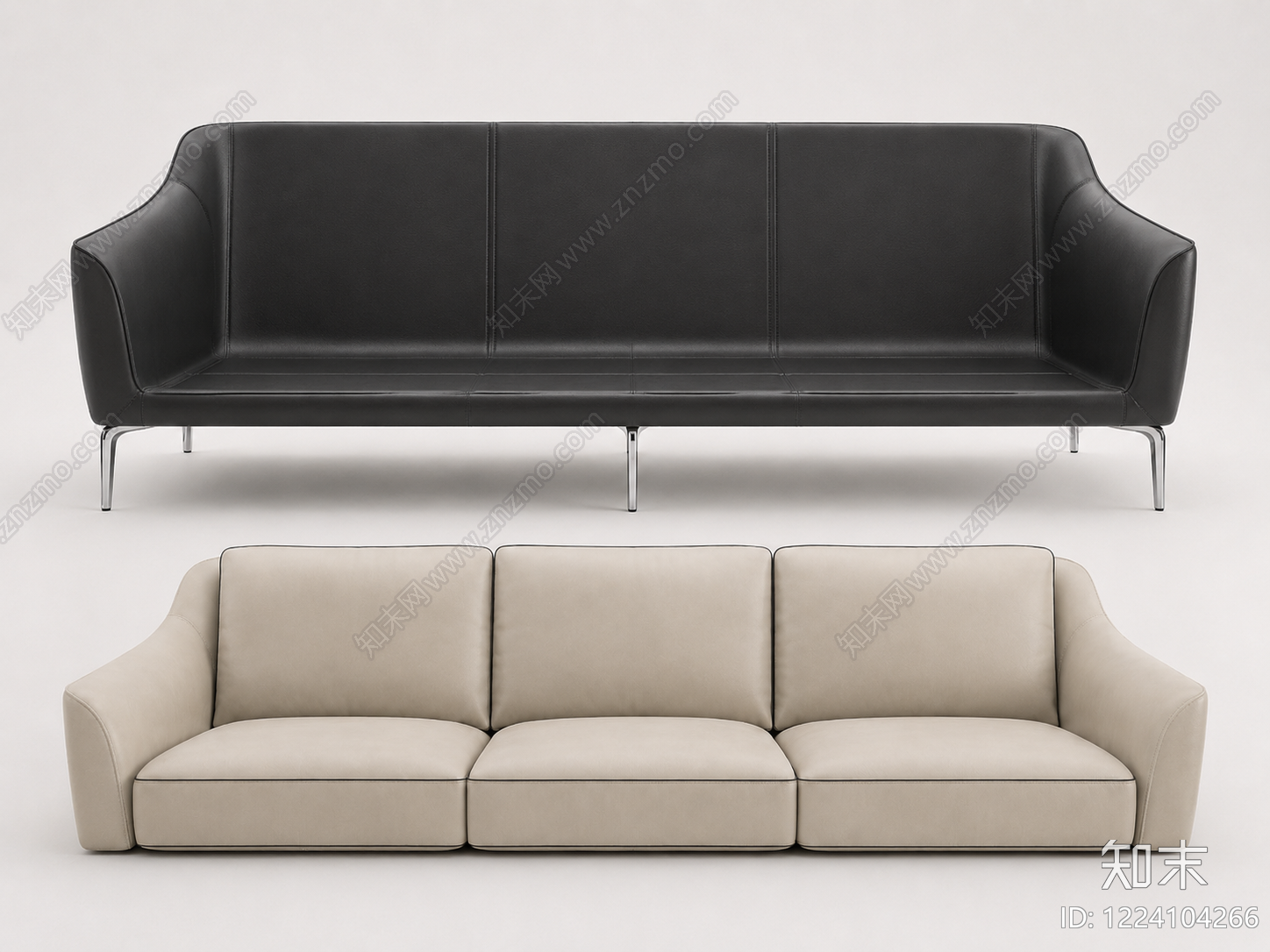 意式极简三人沙发3D模型下载【ID:1224104266】