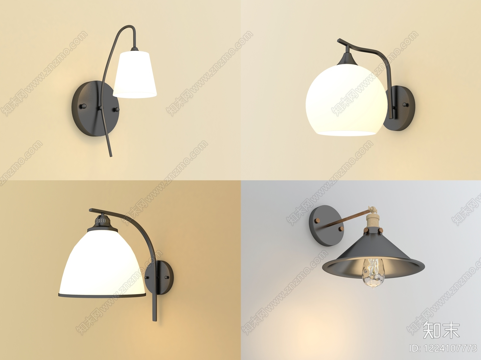 现代简约灯具组合3D模型下载【ID:1224107773】