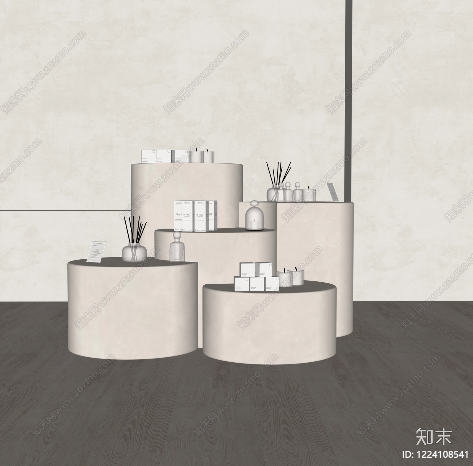侘寂化妆品展台SU模型下载【ID:1224108541】
