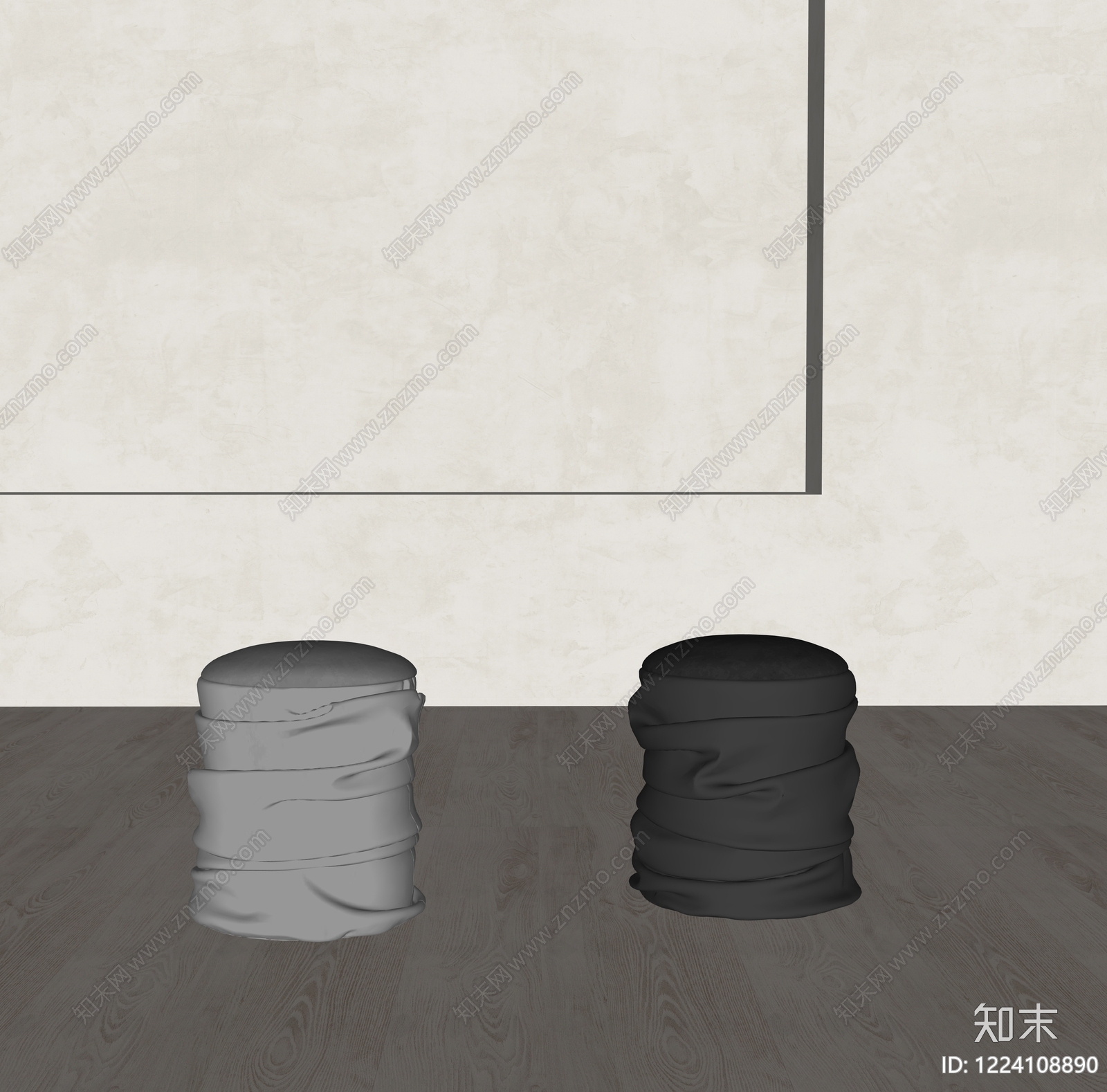 极简沙发凳SU模型下载【ID:1224108890】