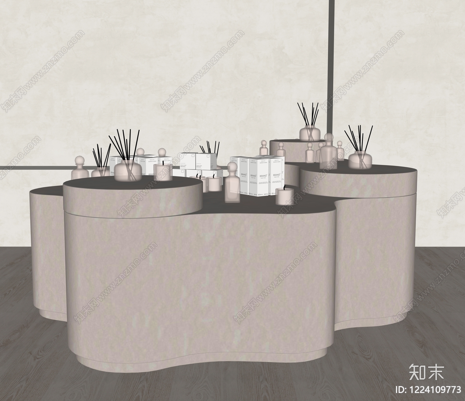 侘寂化妆品展台SU模型下载【ID:1224109773】