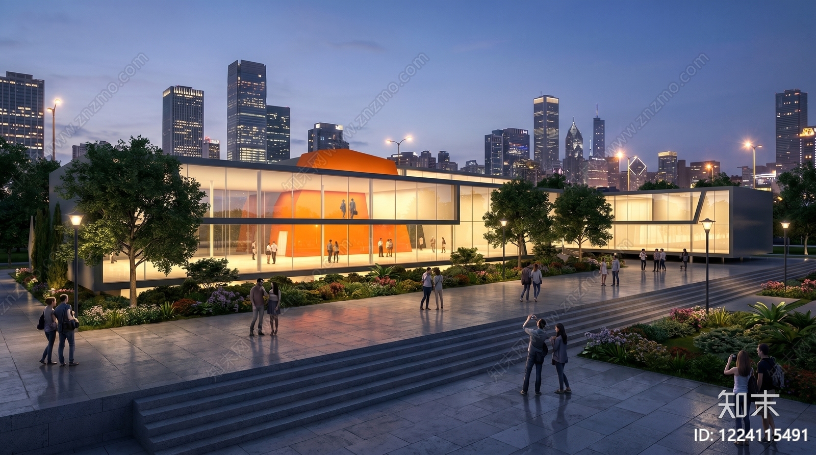 现代主义展览馆建筑SU模型下载【ID:1224115491】