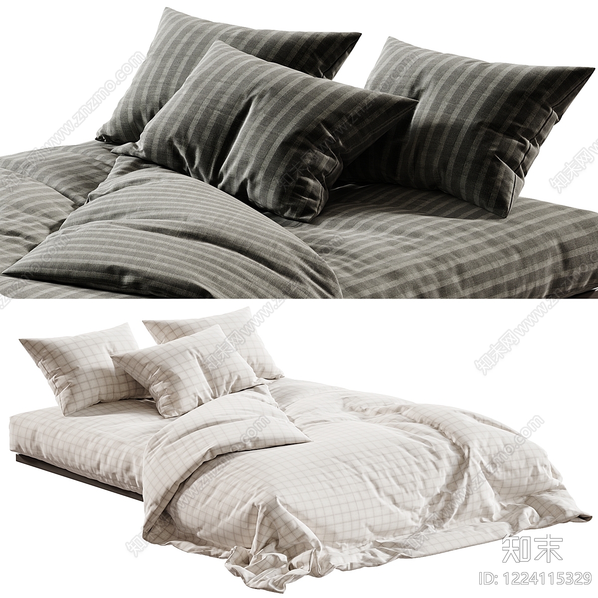 极简床品3D模型下载【ID:1224115329】