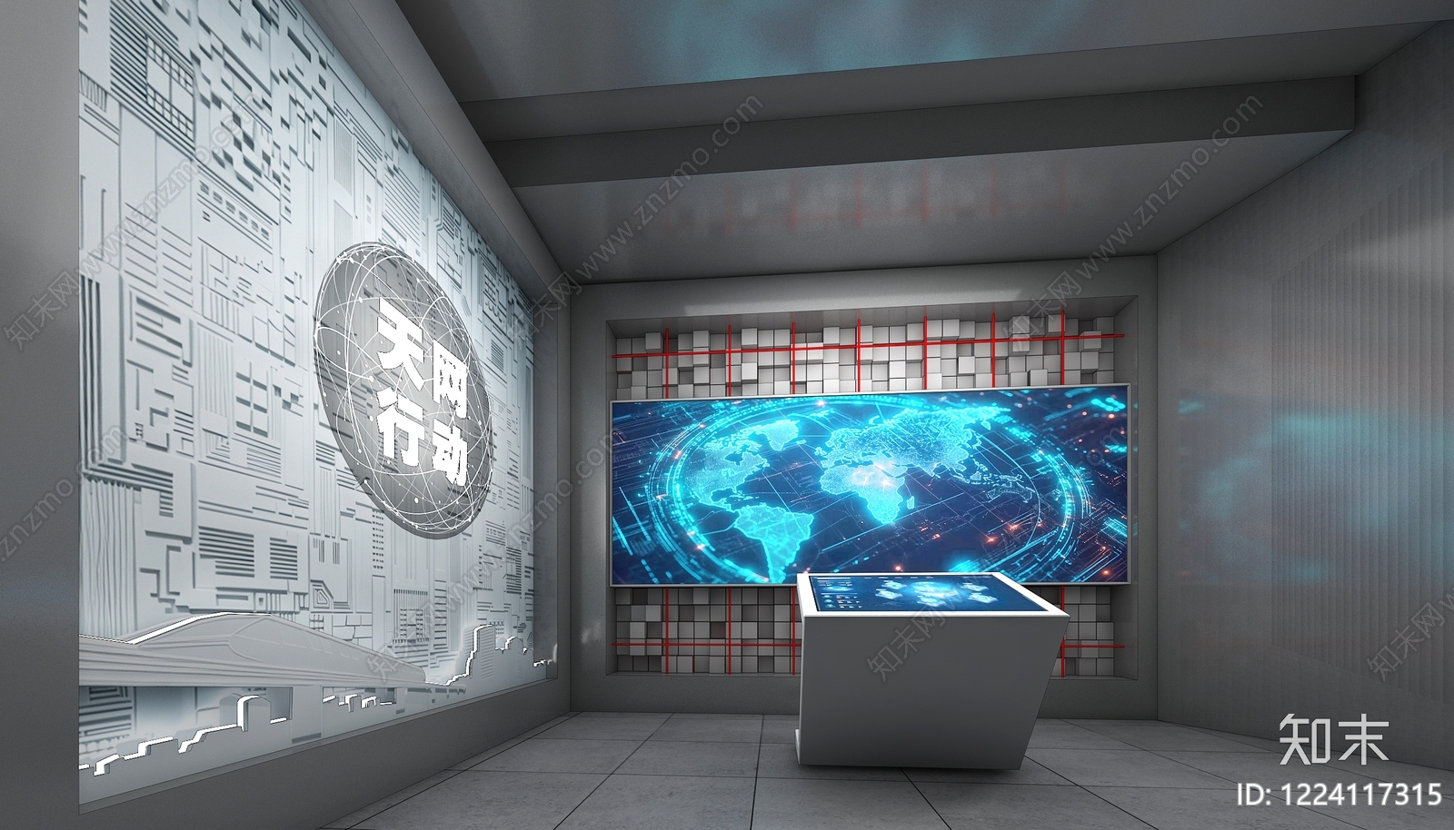 赛博朋克风科技展厅3D模型下载【ID:1224117315】