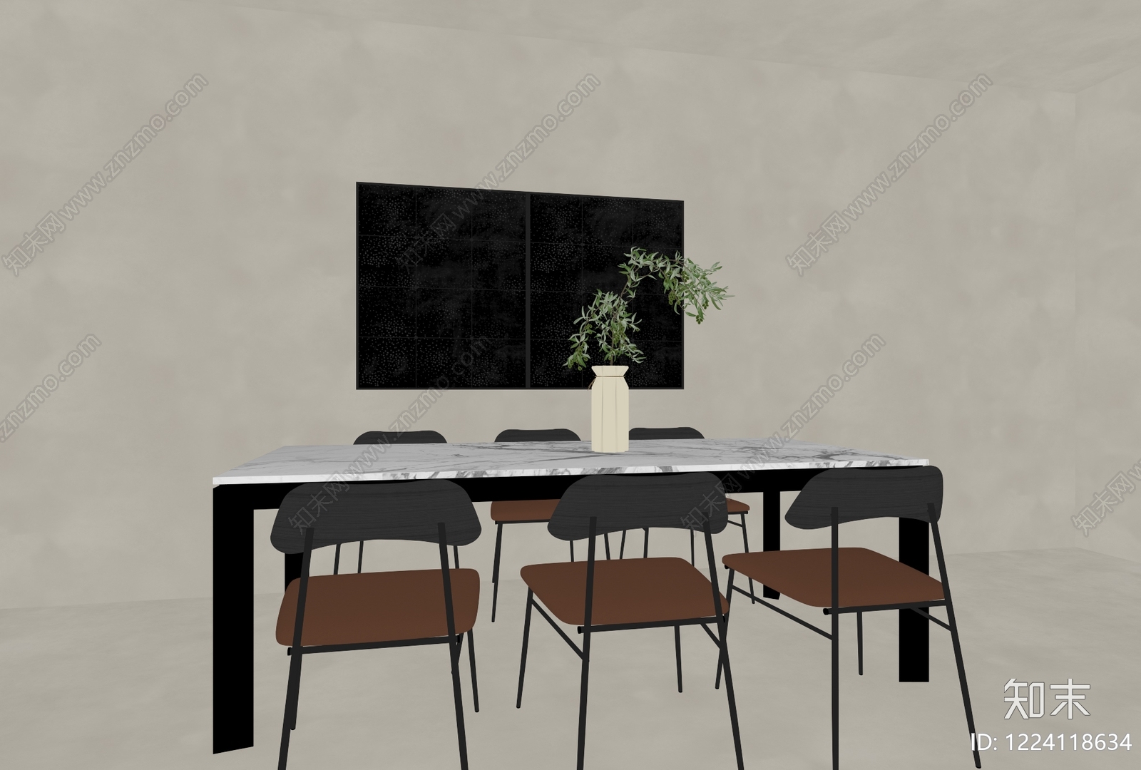 意式极简餐桌椅3D模型下载【ID:1224118634】