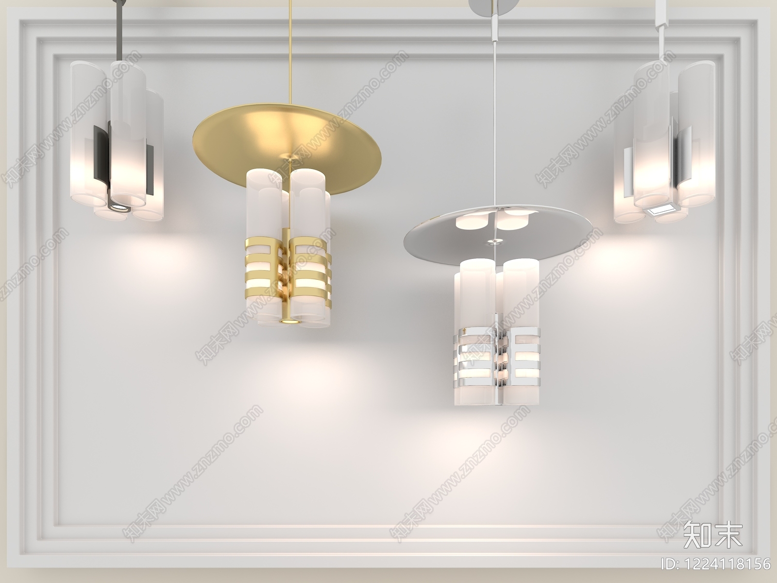 轻奢灯具组合3D模型下载【ID:1224118156】