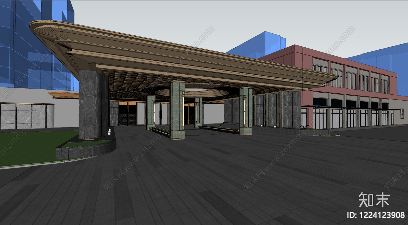 轻奢小区建筑SU模型下载【ID:1224123908】