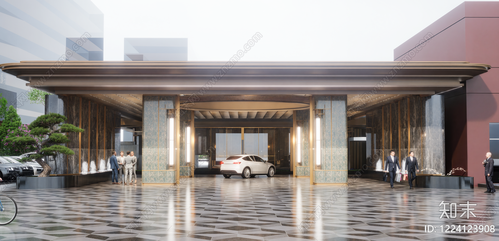 轻奢小区建筑SU模型下载【ID:1224123908】