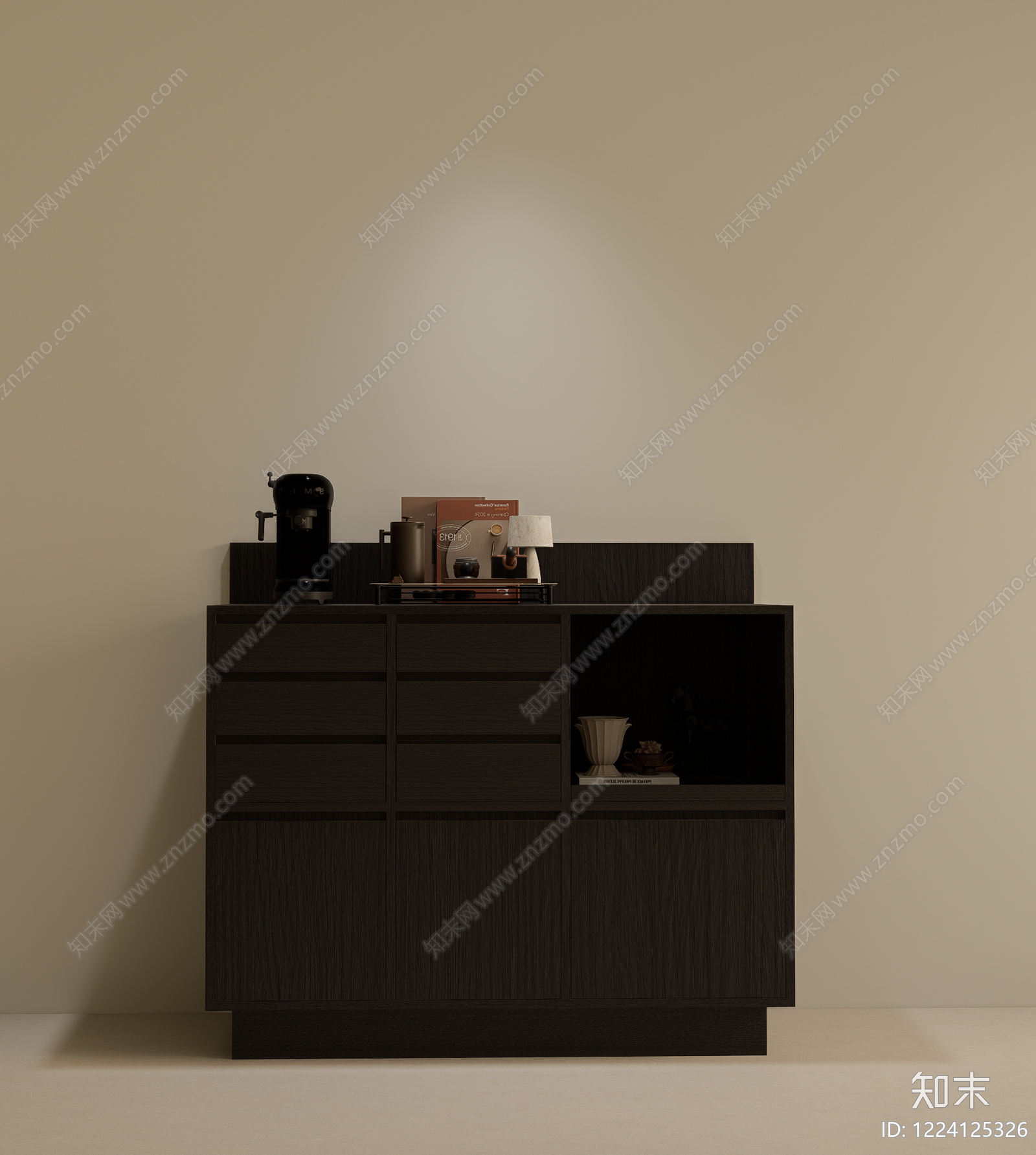 极简餐边柜SU模型下载【ID:1224125326】