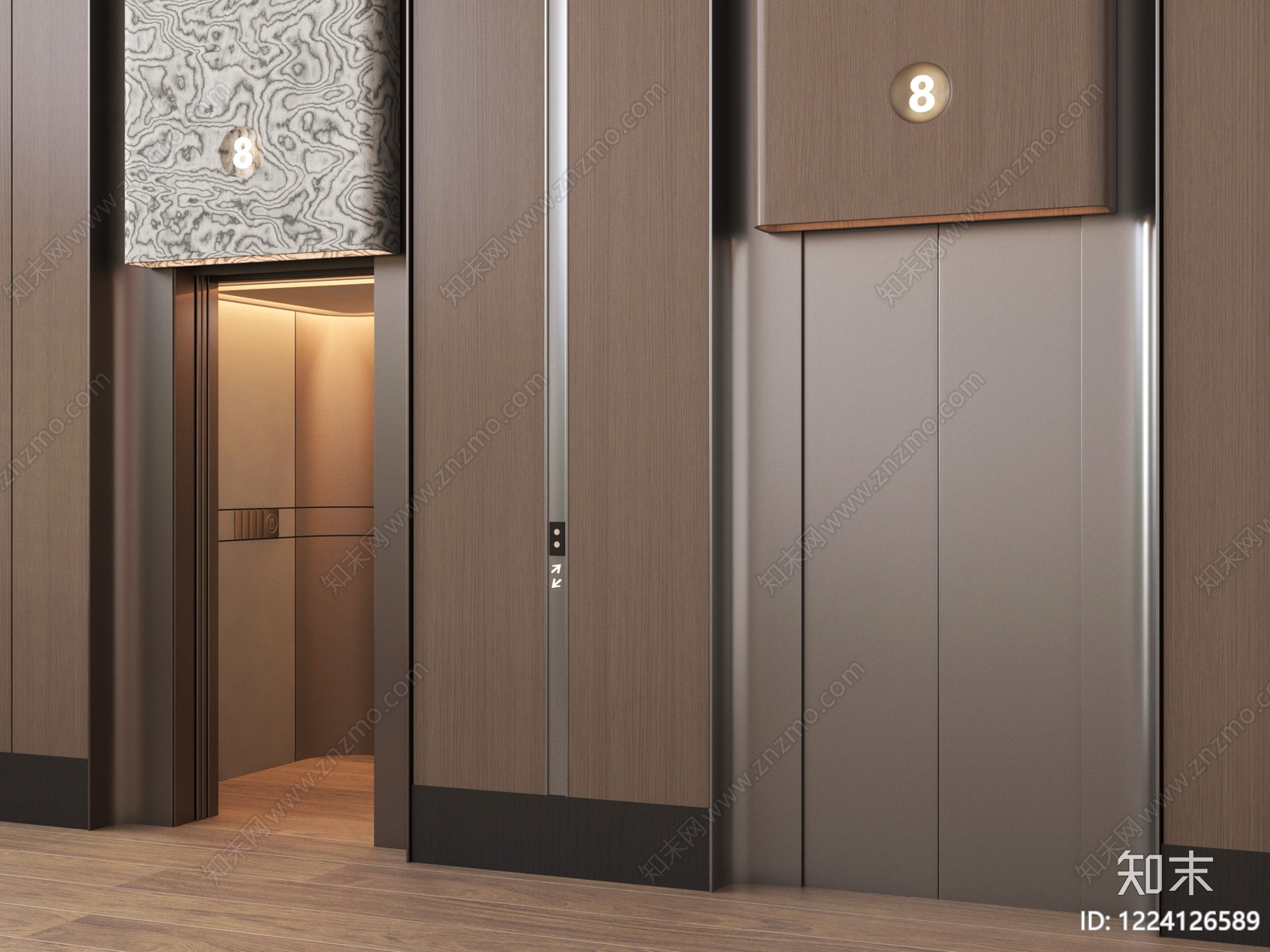 意式极简电梯间3D模型下载【ID:1224126589】