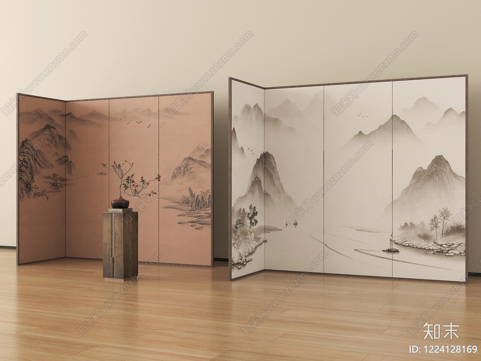 新中式屏风3D模型下载【ID:1224128169】