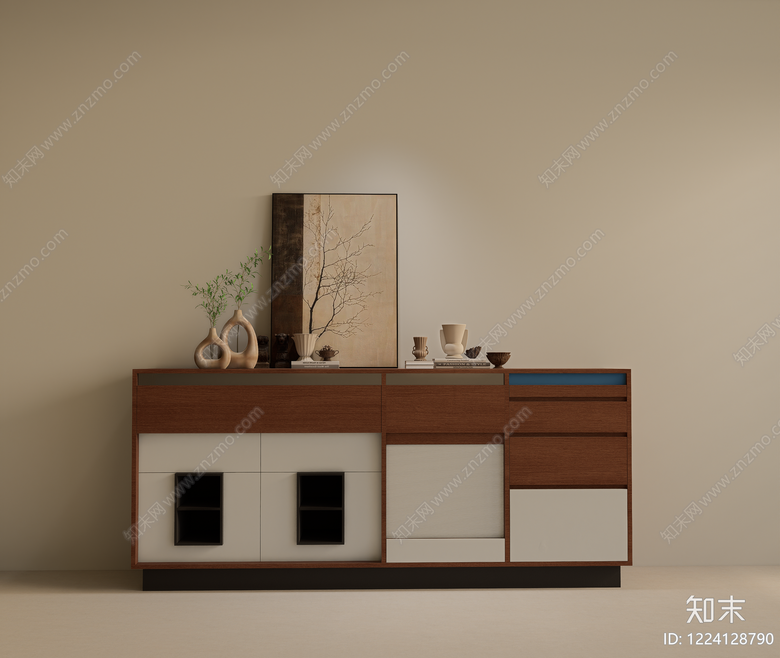 现代简约餐边柜3D模型下载【ID:1224128790】