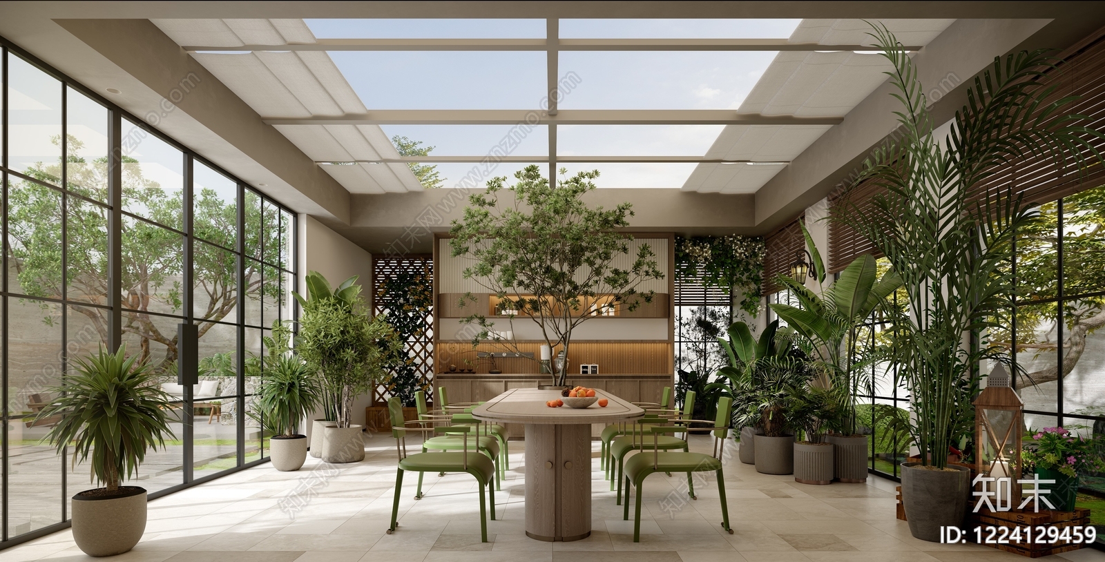 现代简约酒店餐厅3D模型下载【ID:1224129459】