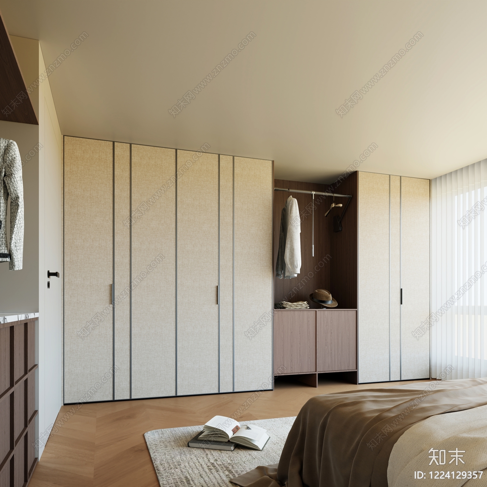 极简衣柜3D模型下载【ID:1224129357】