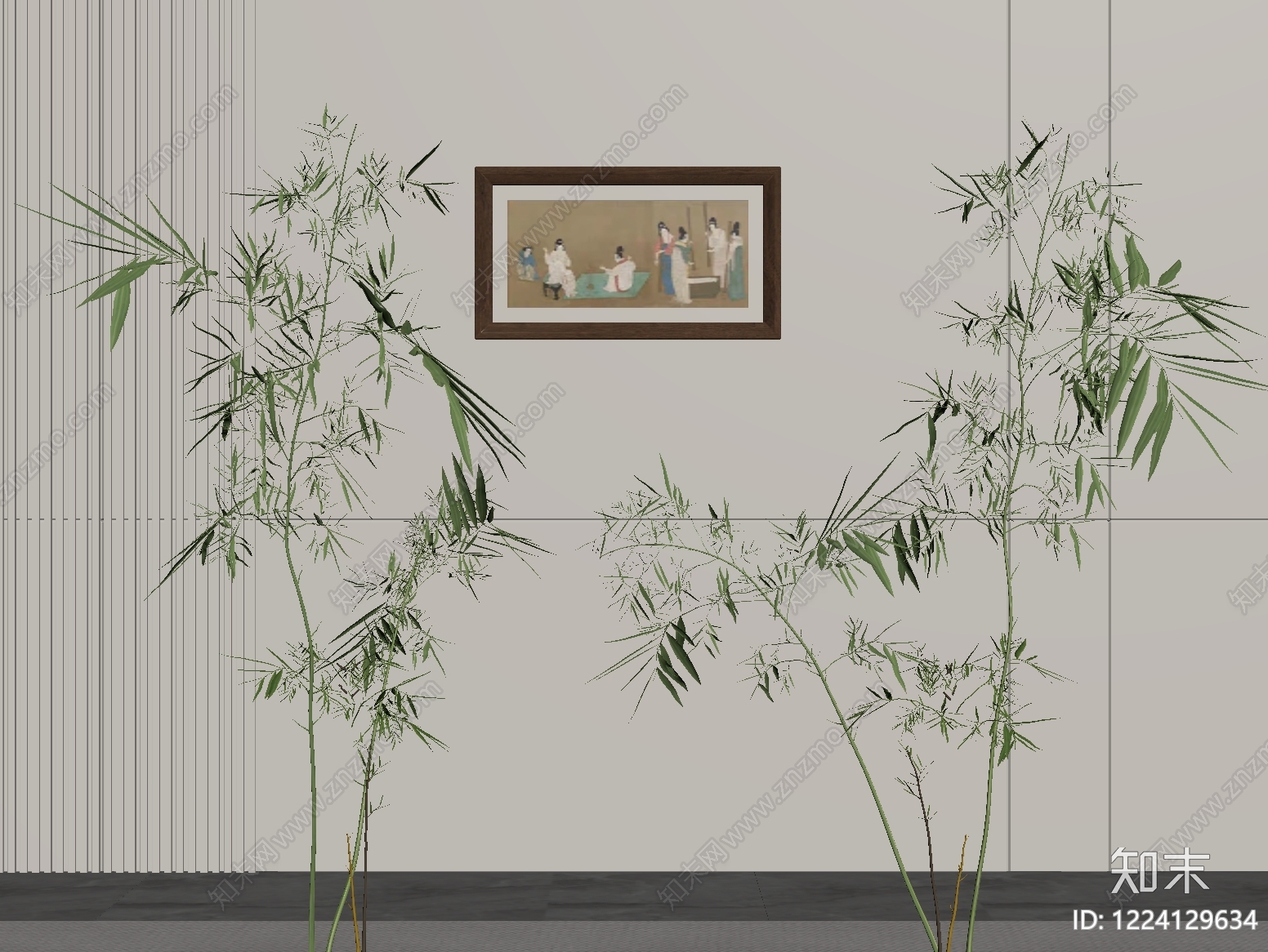 新中式竹子SU模型下载【ID:1224129634】