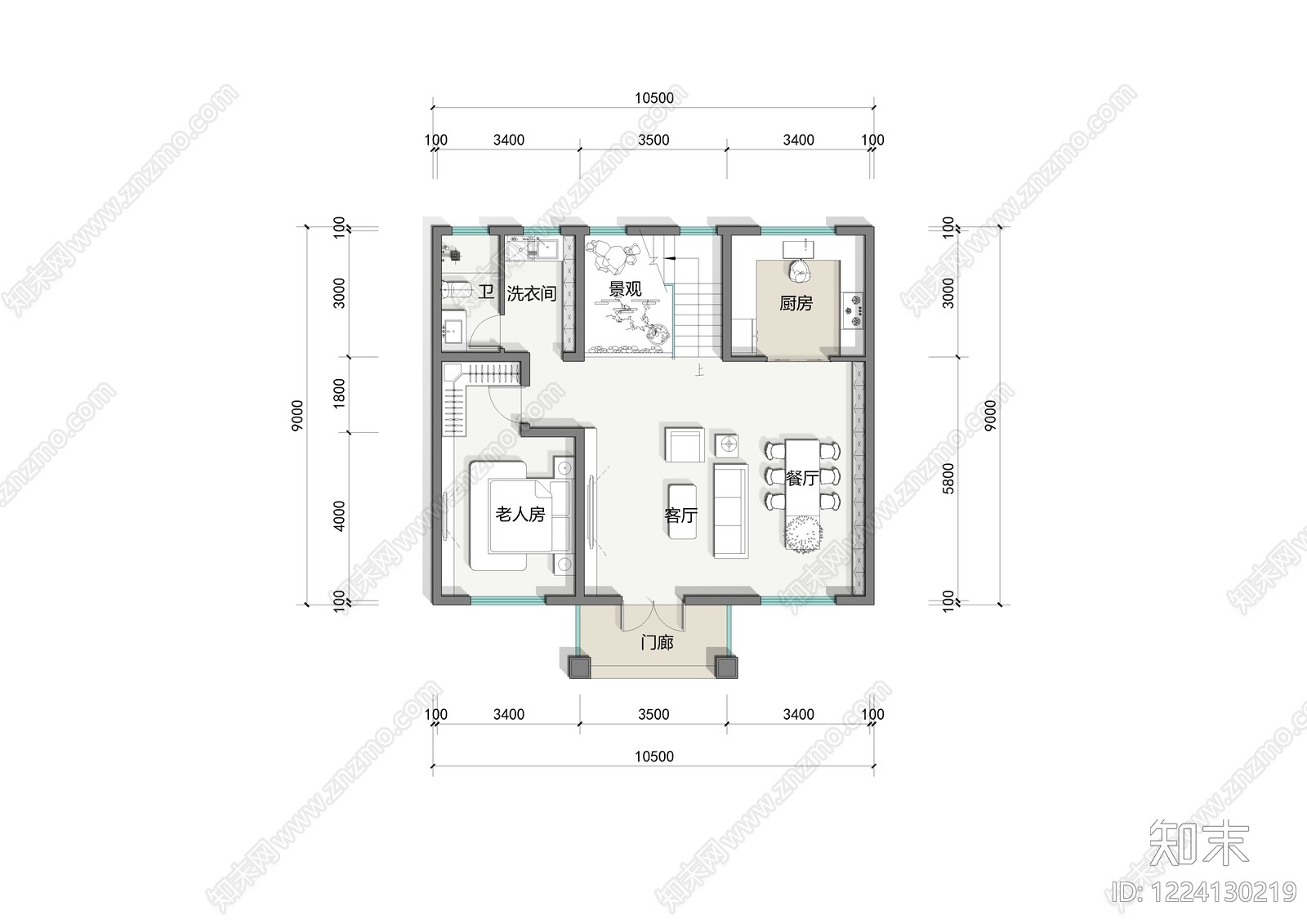 别墅建筑cad施工图下载【ID:1224130219】